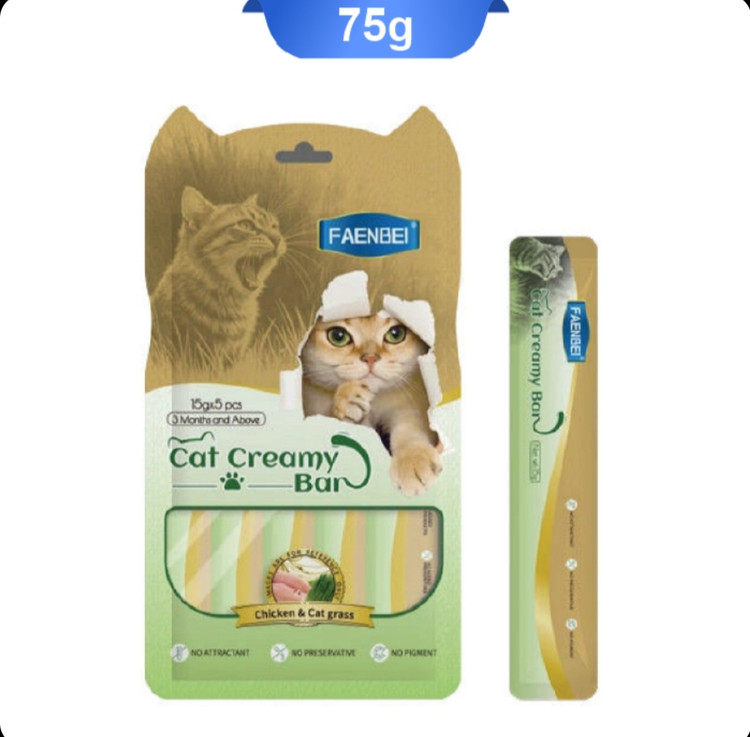 بستنی گربه فنبی طعم مرغ و علف گربه (5 عددی)